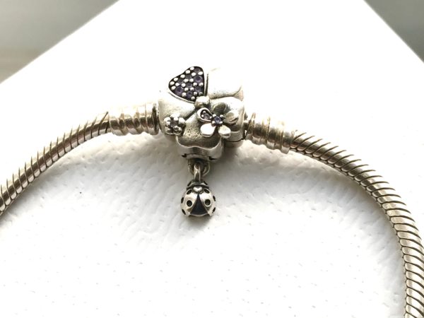 Pandora snake bracelet with wild flower meadow clasp rare 18cm - Image 4