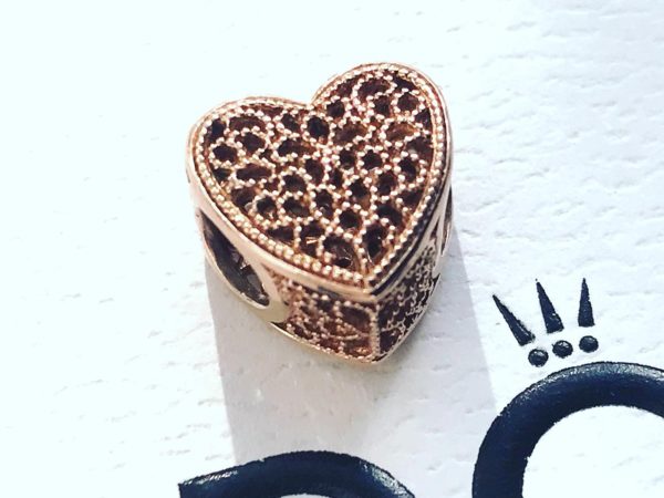 Pandora Rose Gold intricate lace heart charm