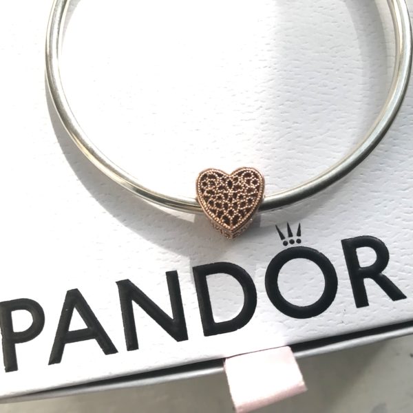 Pandora Rose Gold intricate lace heart charm - Image 4