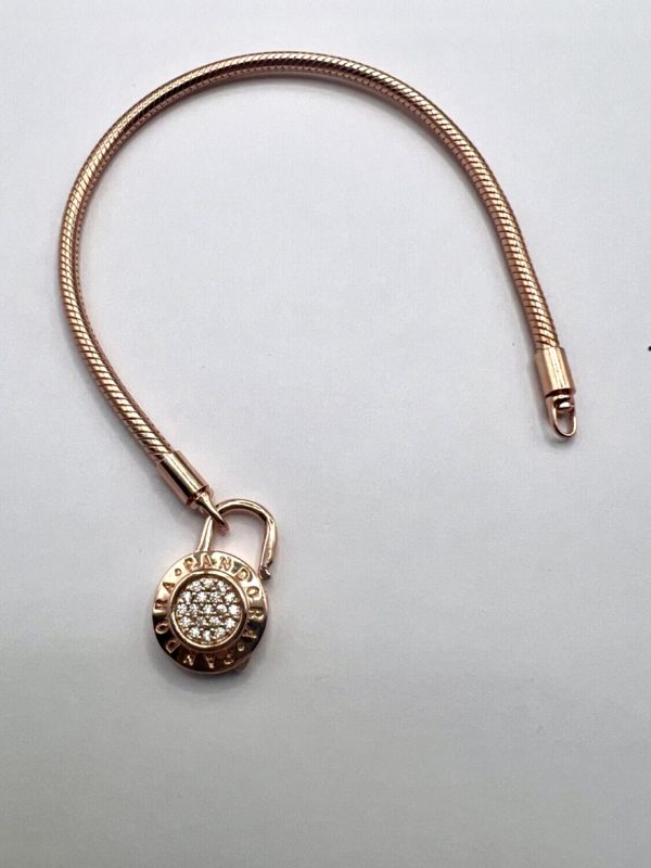 Rose gold pandora logo padlock braclet