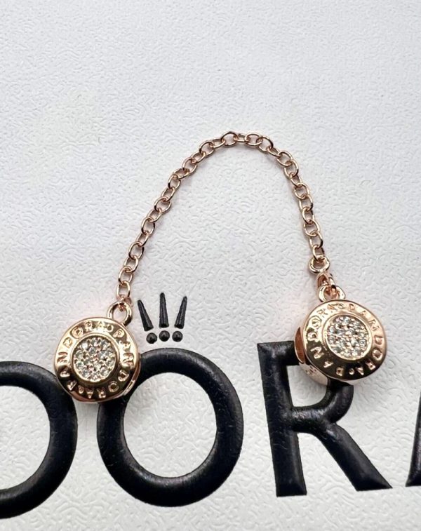 Rose Gold Pandora Logo safety chain