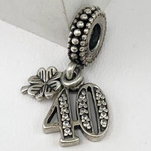 Genuine Pandora 40th Celebration Birthday Dangle Ale 925 Sterling Silver Charm