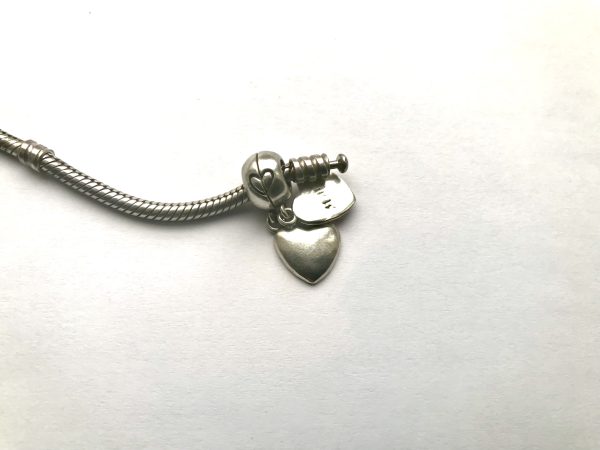 2 Genuine Pandora Mother & Son Heart 925 Sterling ALE Silver Dangle Charms - Image 2