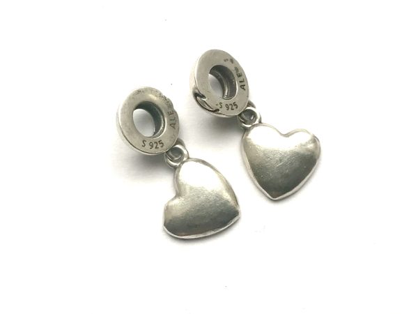 2 Genuine Pandora Mother & Son Heart 925 Sterling ALE Silver Dangle Charms - Image 3
