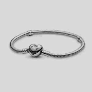 Genuine Pandora Silver ALE Moments Snake Chain Charm Bracelet Heart Clasp 18cm