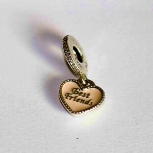 Genuine Pandora Bracelet Charm Silver Pink Best Friends Enamel Heart Dangle S925