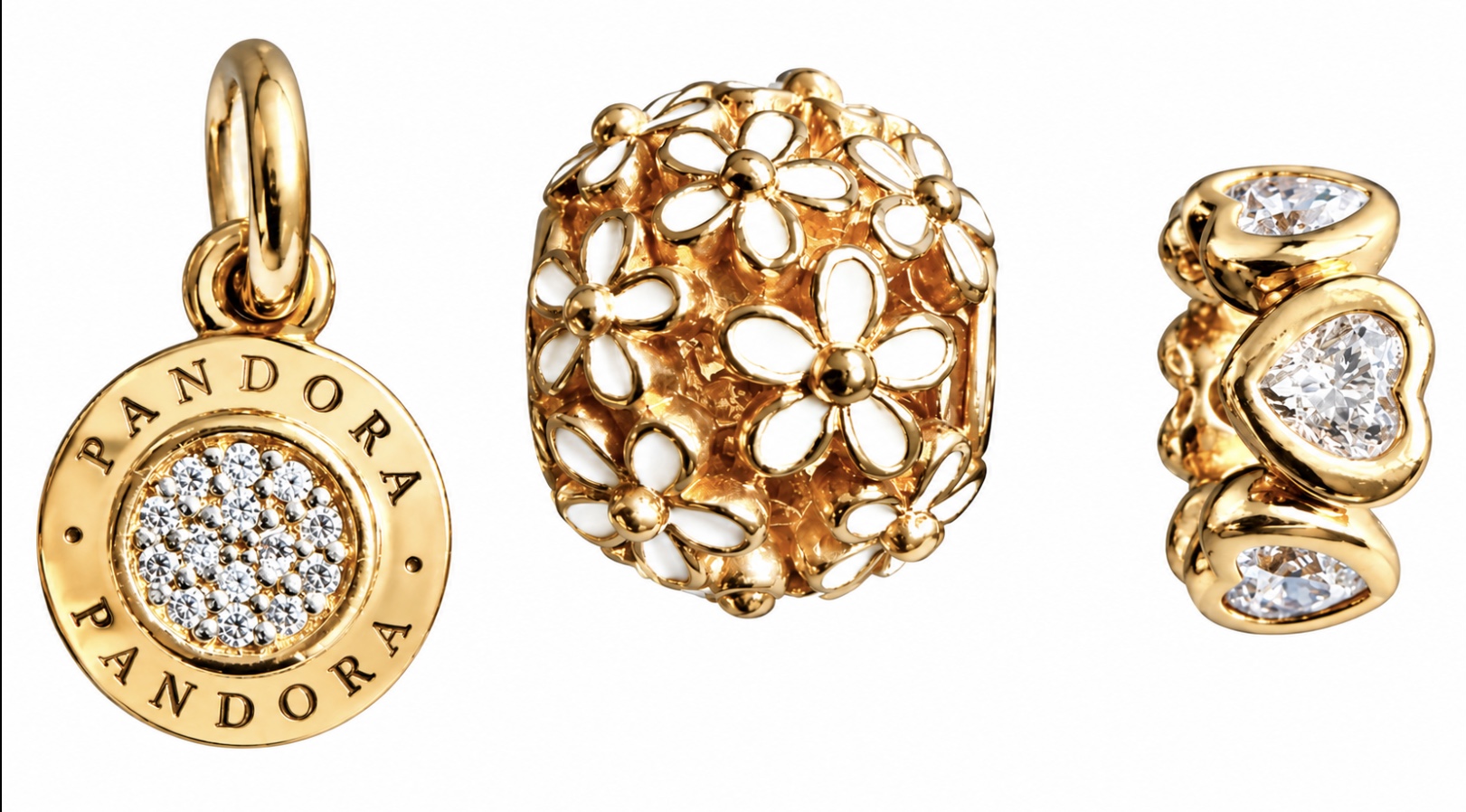 Set of 3 Rose Gold Pandora Charms