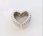 Genuine Pandora 925 Silver Beaded Open Heart Bracelet Jewellery  Charm ALE