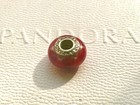 Genuine Pandora 925 Sterling Silver Red Triangle Murano Glass Bead Charm