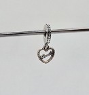 Genuine Pandora 925 Silver & 14K Gold Family Script Heart Dangle Charm Jewellery