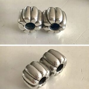 Genuine Pandora Double Bubble Charm Clip 925 Sterling Silver Rare Vintage